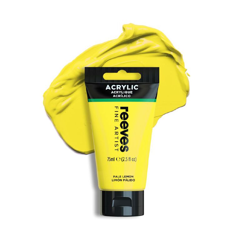 Reeves Fine Acrylic Paint Pale Lemon Yellow 75ml, , hi-res