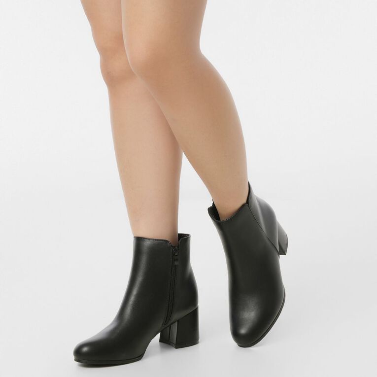 H&H Women's Smooth Zip Up Boots, Black, hi-res