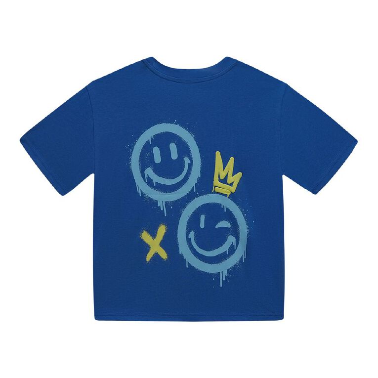 Young Original Short Sleeve Back Print Tee, Blue Mid, hi-res