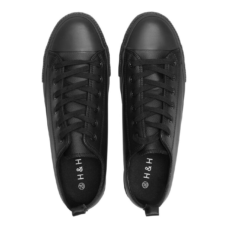 H&H Men's James PU Low Top Sneakers, Black, hi-res