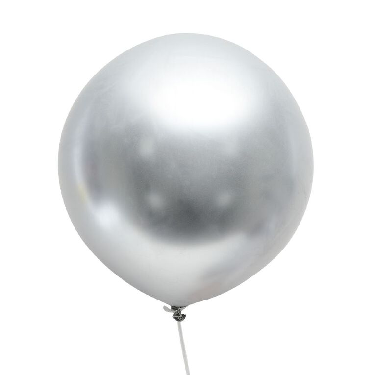 Hoorah Jumbo Silver Chrome Balloon 90cm Silver, , hi-res