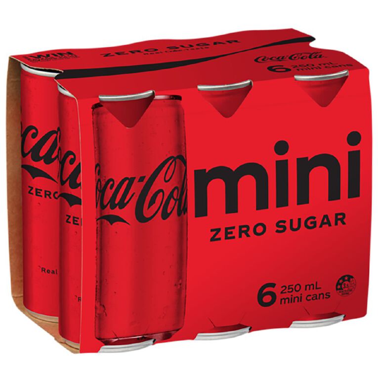 Coca Cola Zero Sugar Mini 250ml 6 Pack, , hi-res