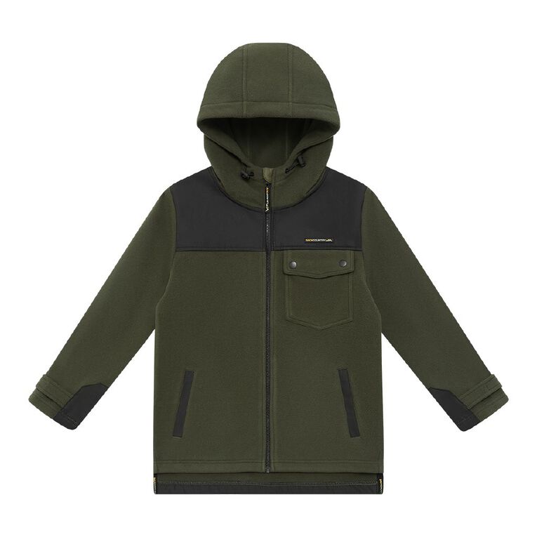 Back Country Kids' Bonded Fleece Hooded Jacket, Green Dark, hi-res