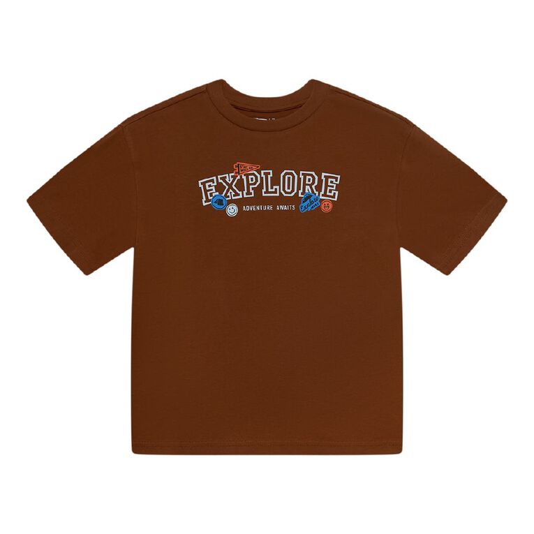 Young Original Short Sleeve Relaxed Print Tee, Brown Mid, hi-res
