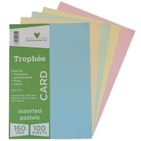 Trophee Card 160gsm Pastels A4 100 Pack