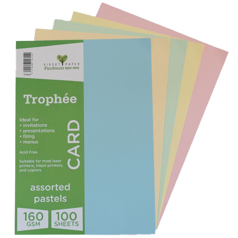 Trophee Card 160gsm Pastels A4 100 Pack, , hi-res