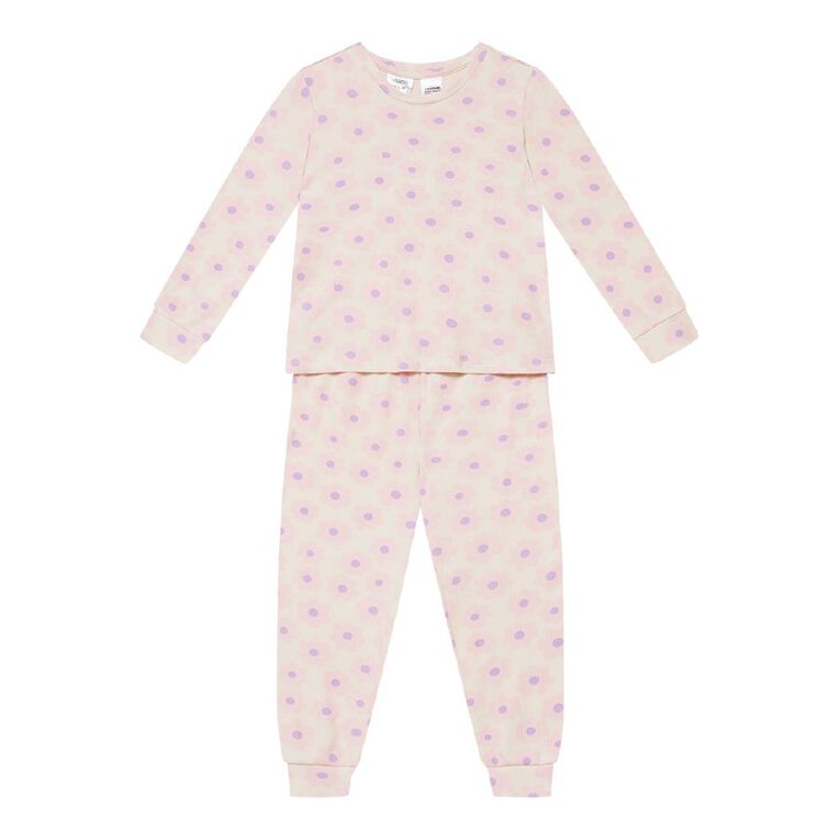 H&H Girls' Ribbed Long Sleeve Pyjama 2 Pack, Purple Mid, hi-res