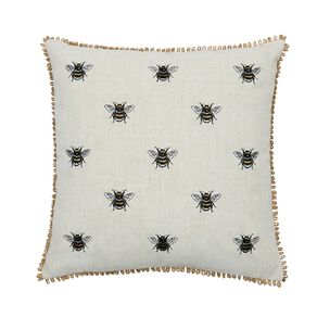 Living & Co Cushion Embroidered Bee Natural 45cm x 45cm
