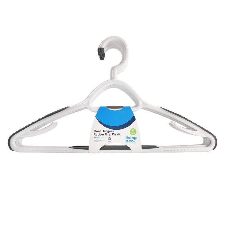 Living & Co Coat Hangers Rubber Grip Recycled Plastic White, , hi-res