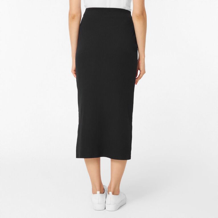 H&H Women's Rib Midi Skirt, Black, hi-res