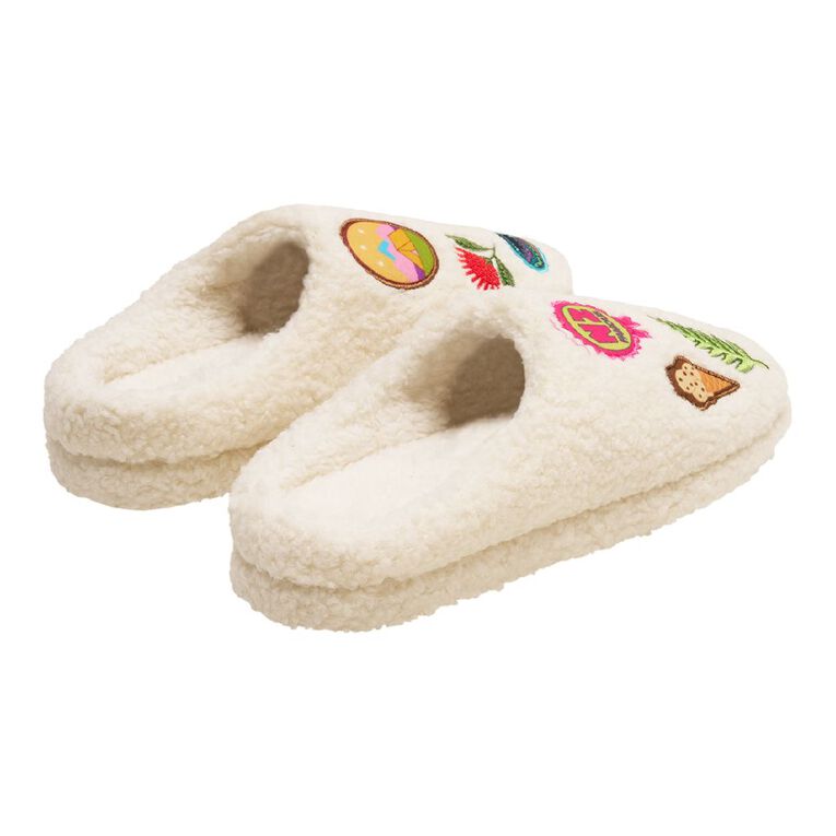 H&H Women's Kiwiana Scuff Slippers, Cream, hi-res