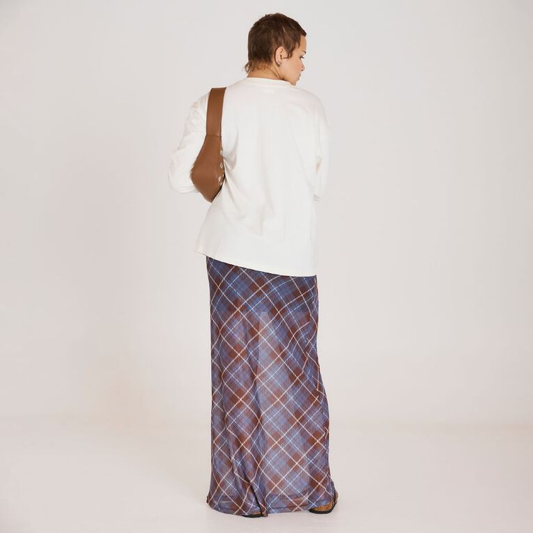 BRDRLESS Sienna Mesh Maxi Skirt, Brown Dark, hi-res