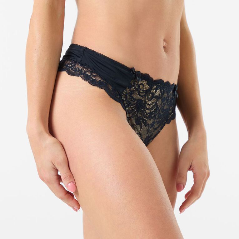 H&H Women's Florence G-String Briefs, Black, hi-res