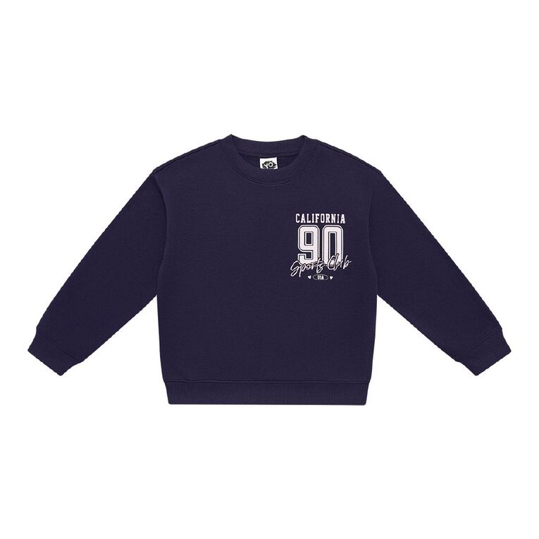 Young Original Printed Crew Sweat, Blue Dark, hi-res