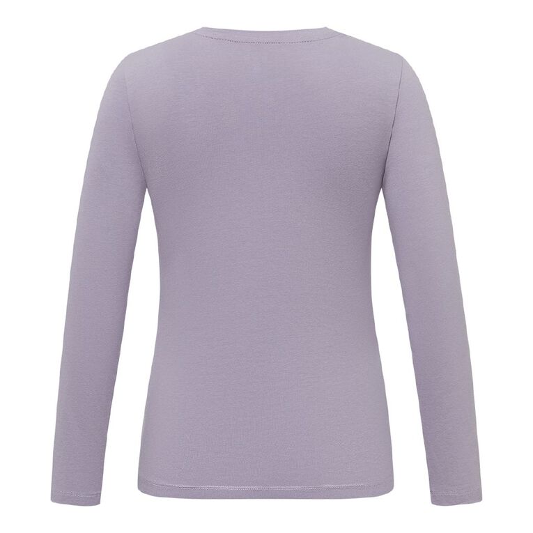 H&H Essentials Women's Stretch Cotton Long Sleeve V Neck, Purple Light, hi-res