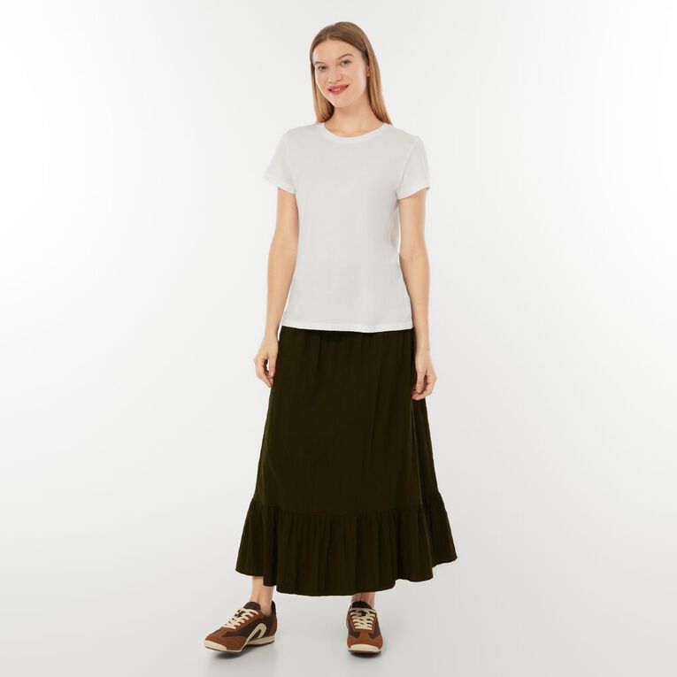 H&H Women's Shirred Waist Dobby Maxi, Green Dark, hi-res