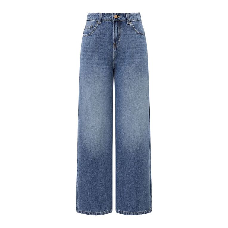H&H Women's Mid Rise Baggy Jeans, Denim Mid, hi-res