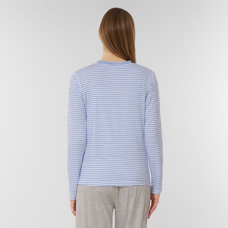 H&H Women's Comfy Henley Pyjama Top, Blue Light, hi-res