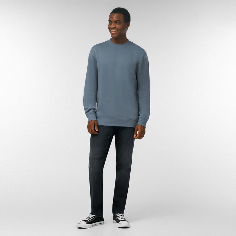 H&H Men's Plain Crew Sweatshirt, Blue Dark, hi-res