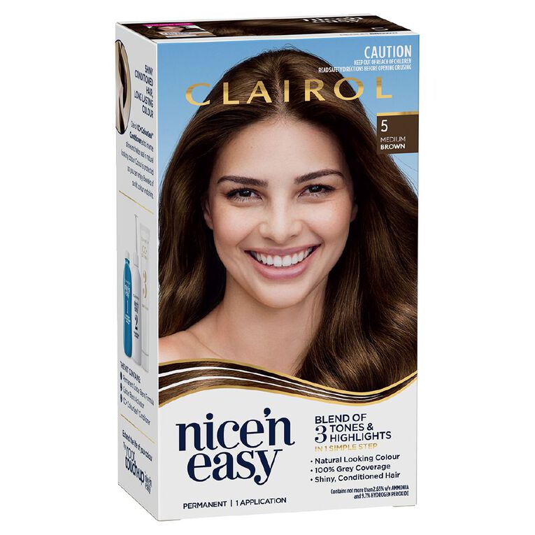 Clairol Nice N Easy Permanent Hair Colour Medium Brown 5, , hi-res