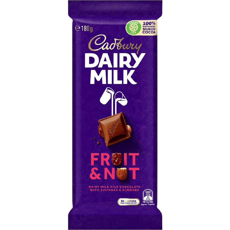 Cadbury Dairy Milk Fruit and Nut 180g, , hi-res