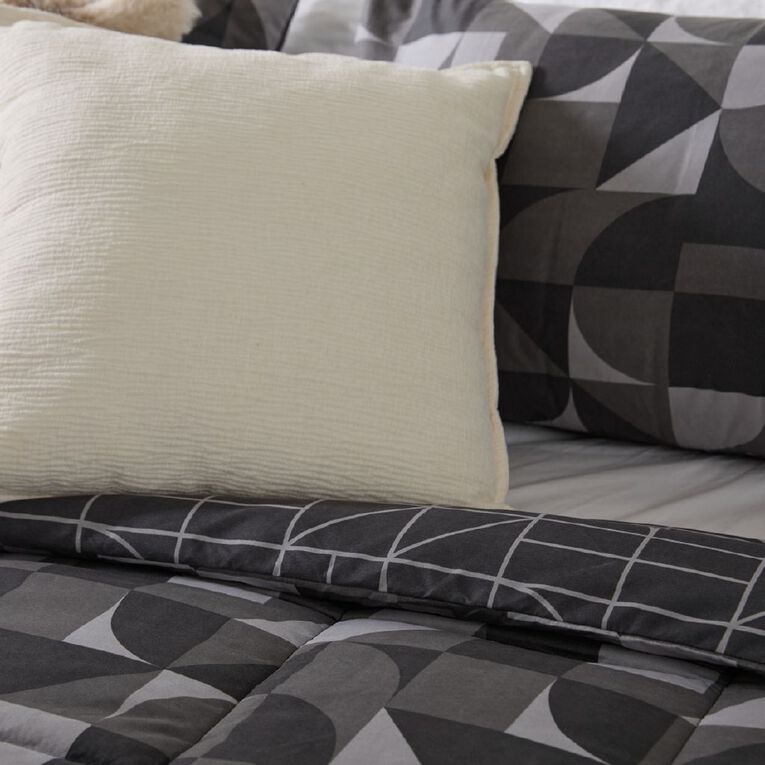 Living & Co 3 Piece Comforter Nova Grey King, , hi-res