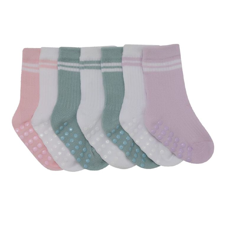 H&H Infants' Grib Rib Crew Socks 7 Pack, Purple Light, hi-res