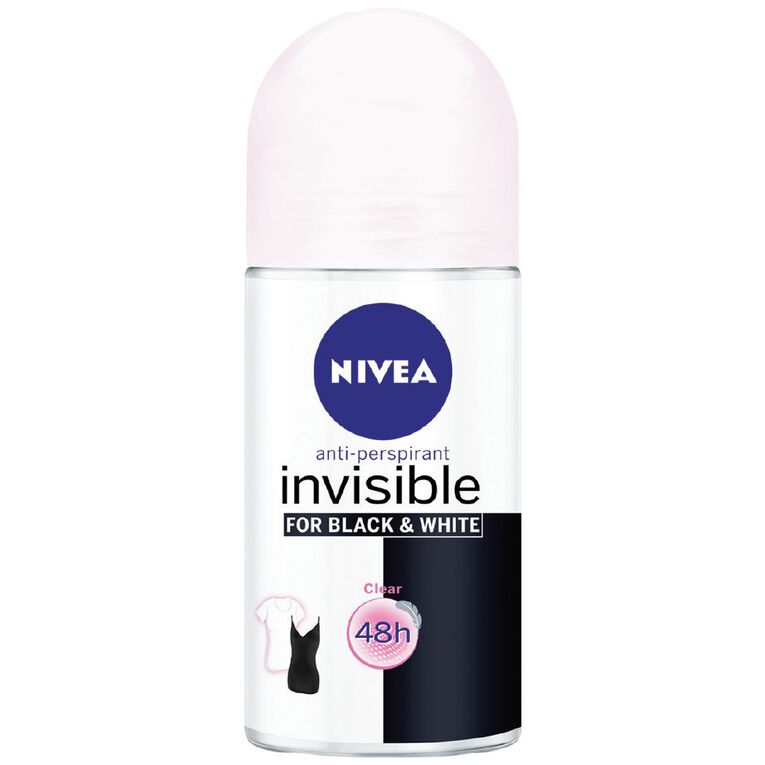 Nivea Women's Black & White Roll On Deodorant 50ml, , hi-res