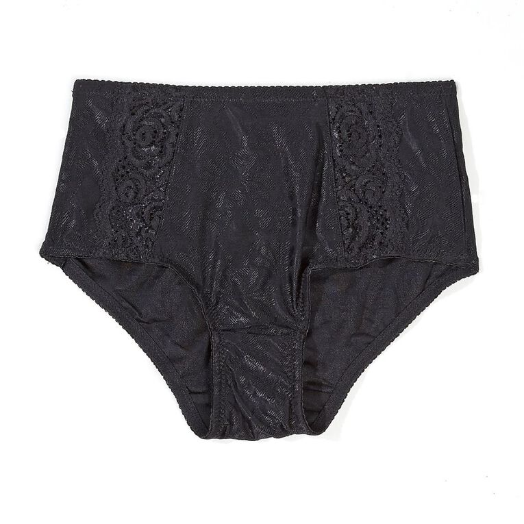 H&H Women's Jacquard & Lace Full Briefs, Black, hi-res
