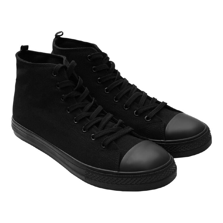H&H Adults Unisex Freestyle Canvas High Top Sneakers Black The Warehouse