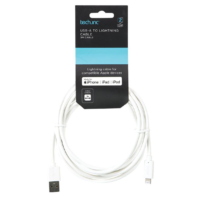 Tech.Inc USB-A to Lightning Cable - 3m, , hi-res