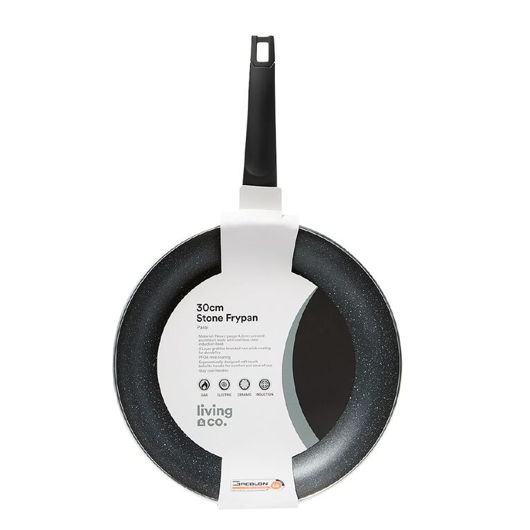 Living & Co Stone Frypan Black 30cm, , hi-res