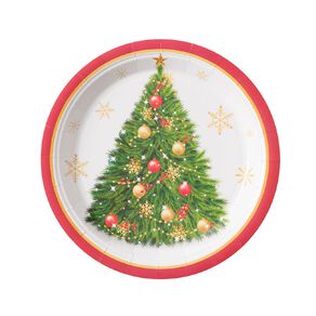 Wonderland Joyful Tidings Christmas Tree Paper Plates 8 Pack