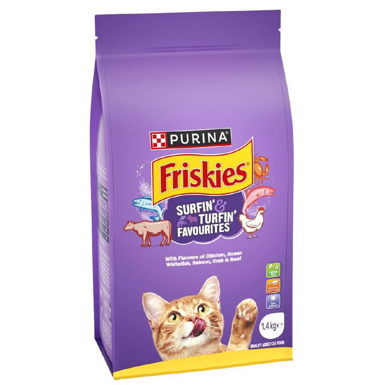 Friskies Surfin' & Turfin' Dry Cat Food 1.4kg, , hi-res