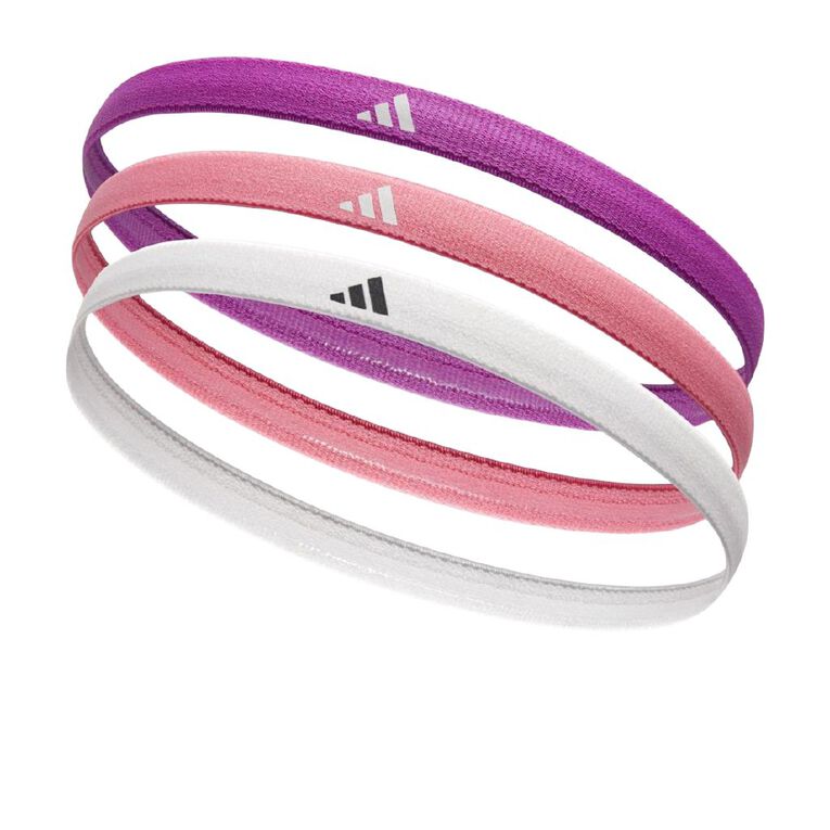 Adidas Hairbands 3 Pack Purple Burst Bliss Pink & White One Size, , hi-res