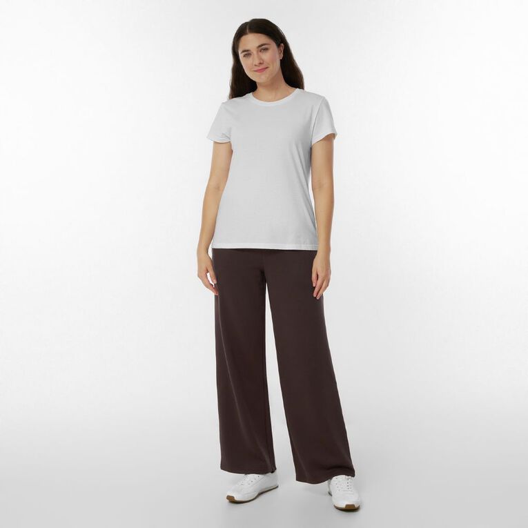 H&H Women's Wide Leg Track Pants, Brown Dark, hi-res