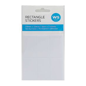 WS Rectangle Handwritable Stickers 42 Labels 25mm X 50mm