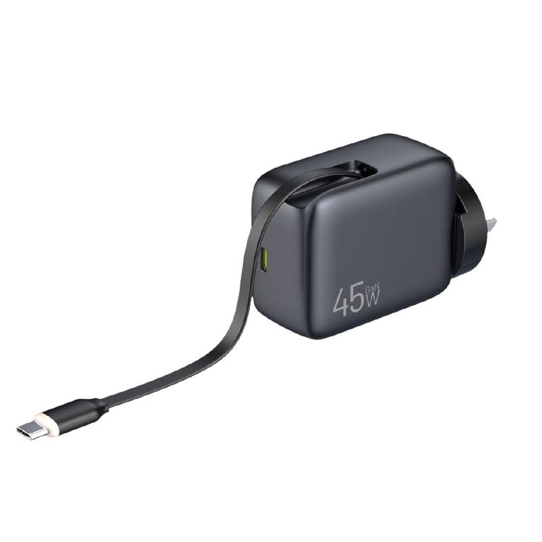 Tech.Inc 45W Wall Charger With Retractable Cable TIWAC45W, , hi-res