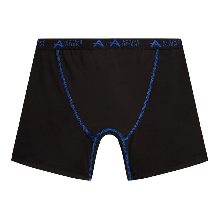 Active Intent Men's Performance Mesh Insert Regular Length Trunks, Black/Blue, hi-res