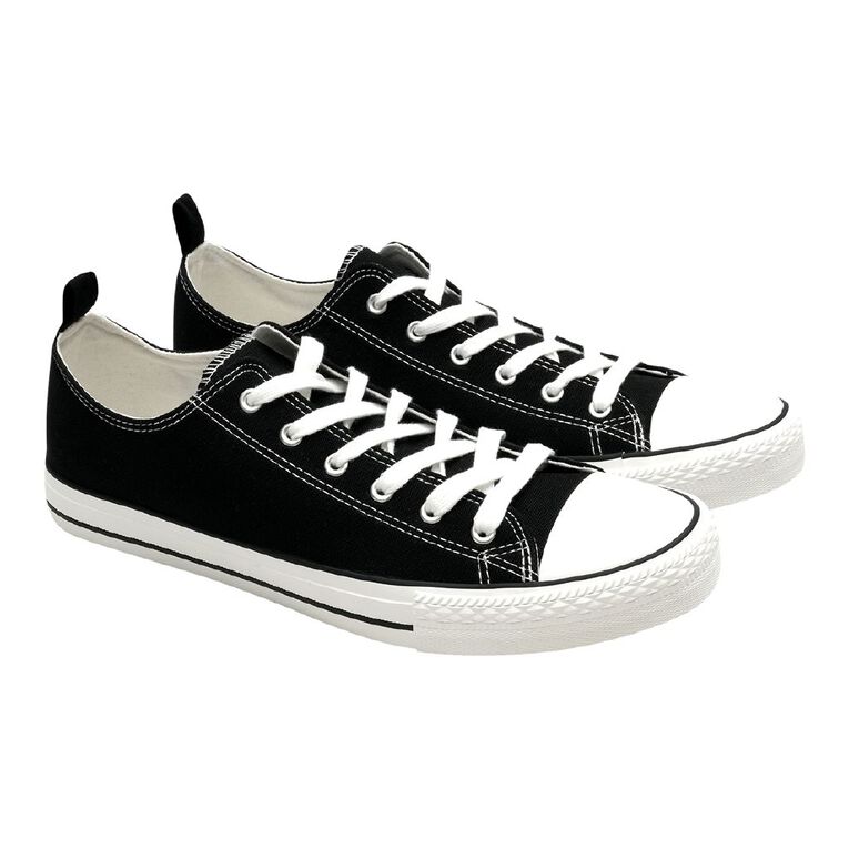 H&H Men's James Canvas Low Top Sneakers, Black/White, hi-res