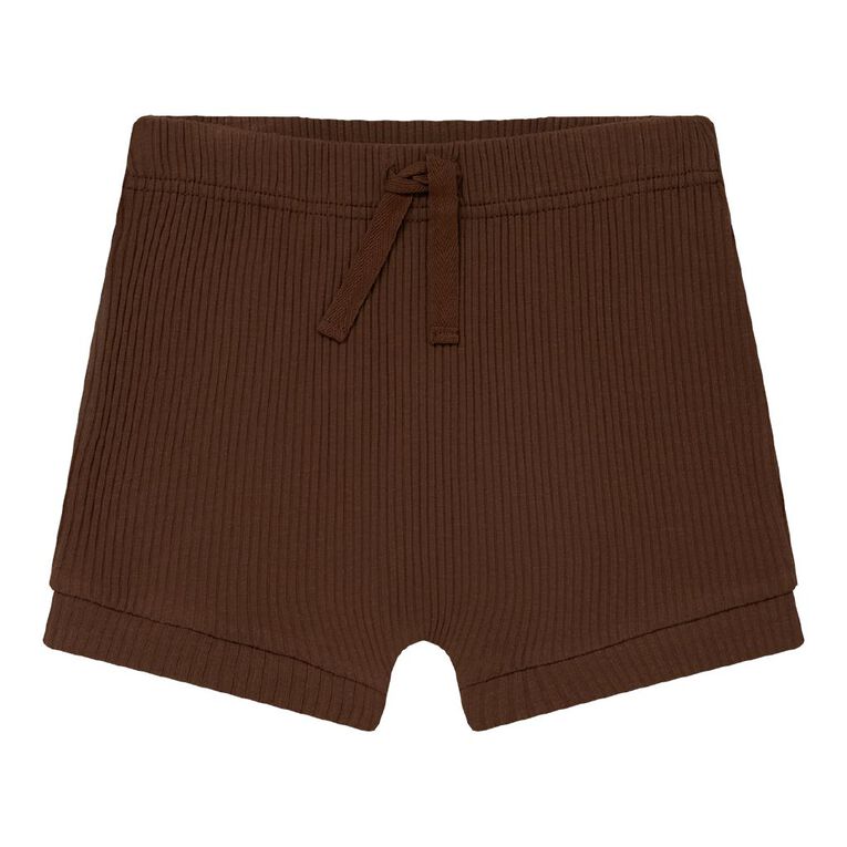 Young Original Babies' Rib Shorts 3 Pack, Brown Mid, hi-res