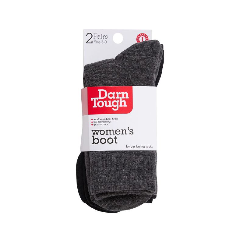 Darn Tough Women's Bamboo Quarter Crew Socks 2 Pack, Black/Grey, hi-res
