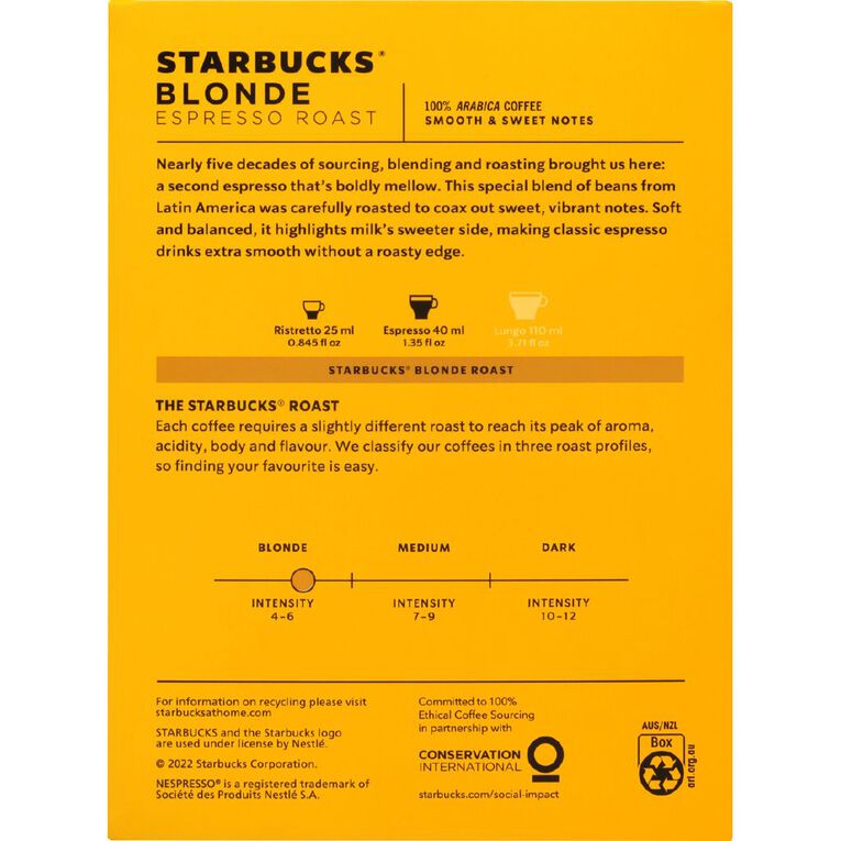 Starbucks Blonde Espresso Roast 18 Capsules, , hi-res