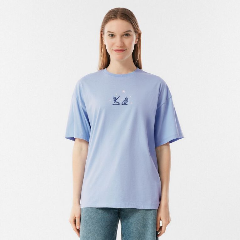 Moana Women's Short Sleeve Moana Gramma Tala Print Tee, Blue Mid, hi-res