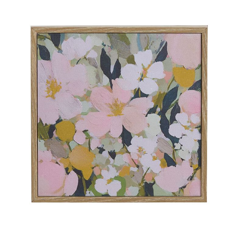Living & Co Framed Canvas Floral 25cm x 25cm, , hi-res