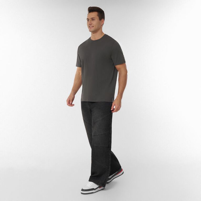 H&H Men's Regular Fit Crew Neck Tee, Grey Dark Ebony, hi-res