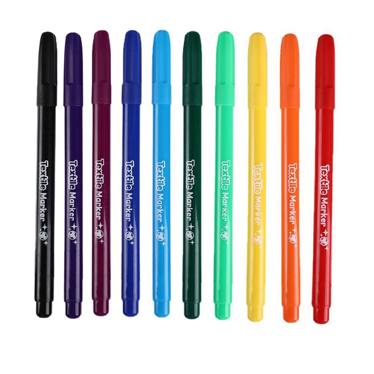 Textile Markers 10 Colours, , hi-res