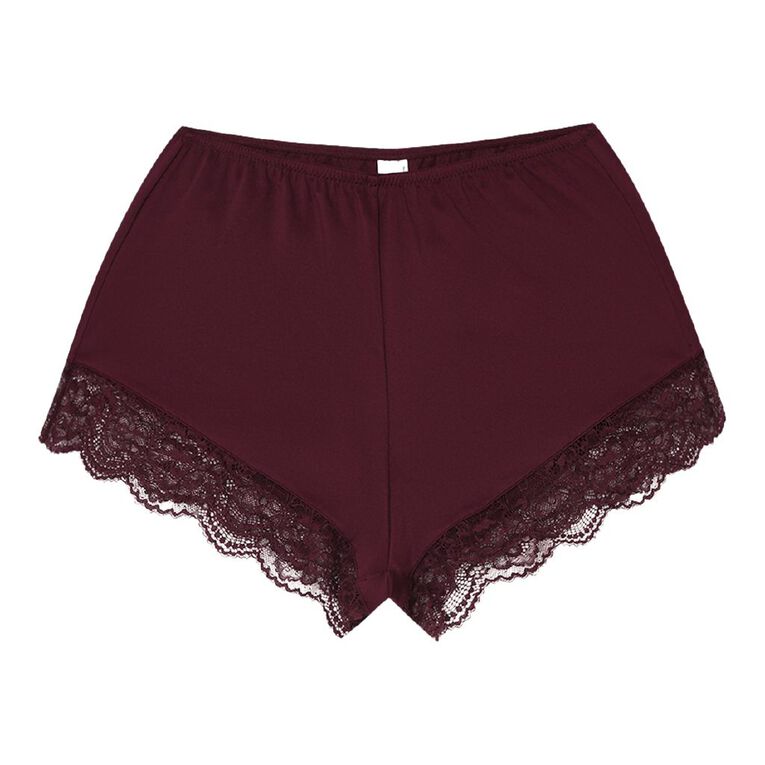 H&H Women's Lace Edge Shortie, Red Mid, hi-res