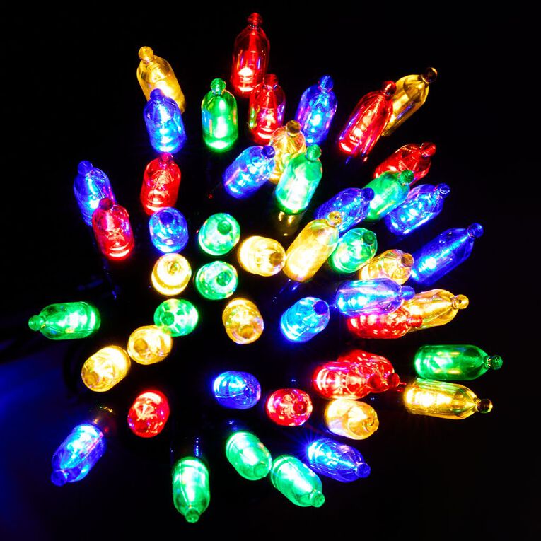 Value Plug-In String Fairy Lights Multi-Coloured 120 LED 10.9m, , hi-res