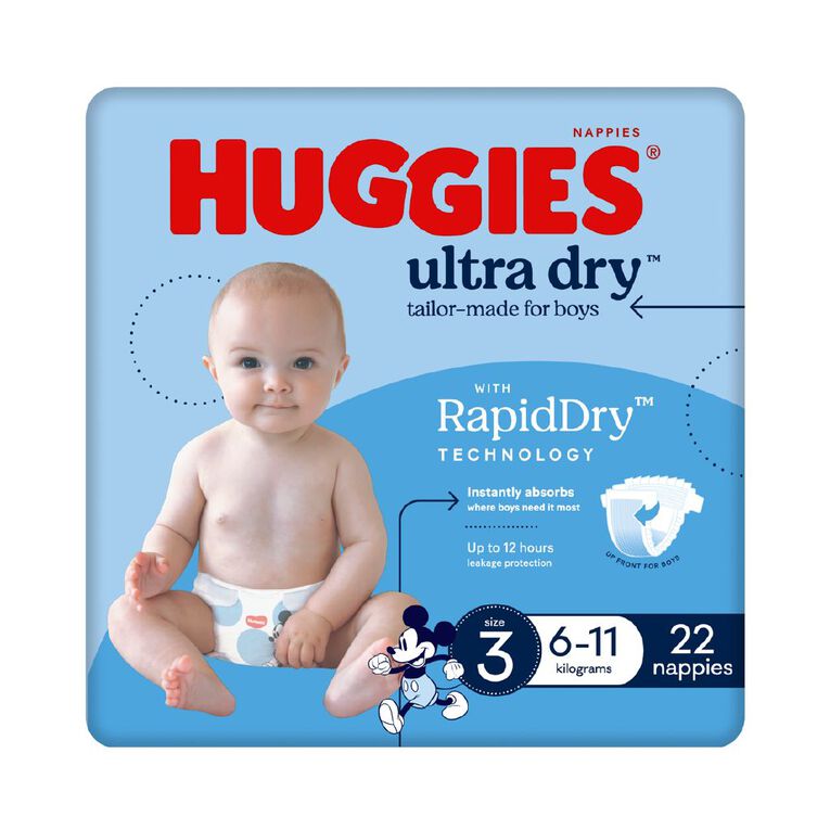 Huggies Boys' Convenience Nappy Crawler Size 3 6-11kg 22 Pack, , hi-res